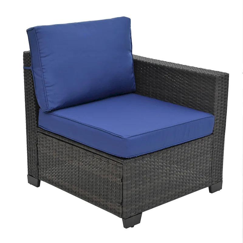Ensemble de canapé d'angle en rotin 10 pièces avec table de rangement et coussins imperméables