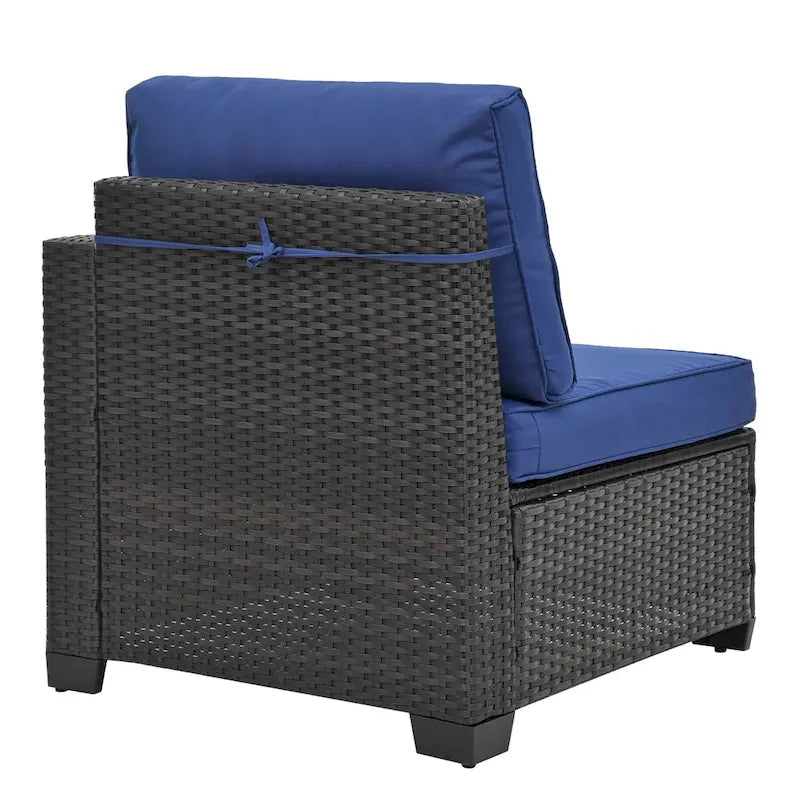 Ensemble de canapé d'angle en rotin 10 pièces avec table de rangement et coussins imperméables