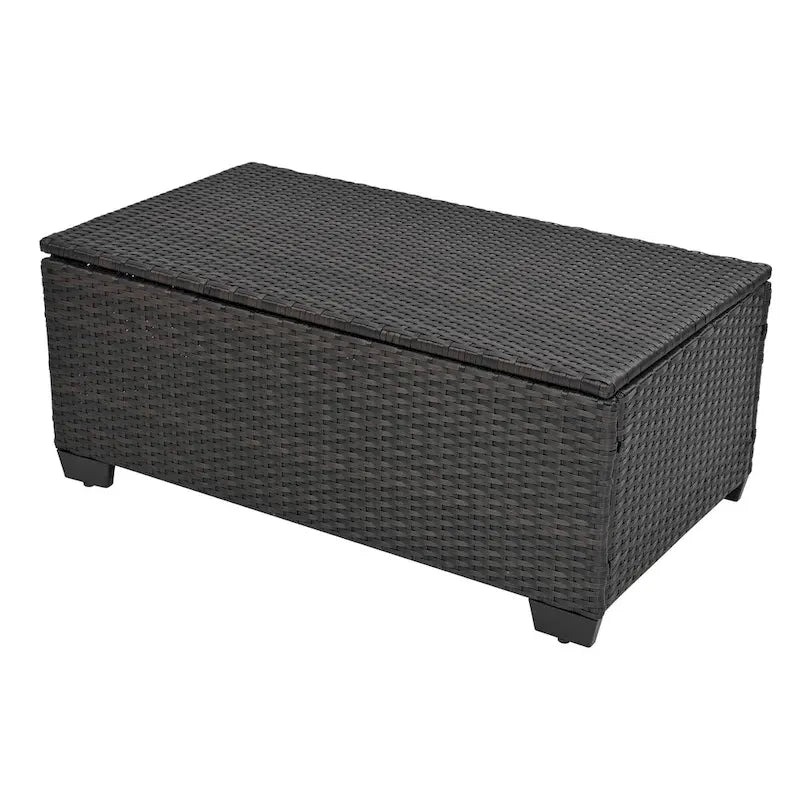 Ensemble de canapé d'angle en rotin 10 pièces avec table de rangement et coussins imperméables