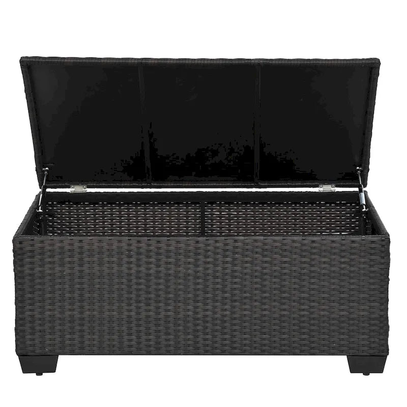 Ensemble de canapé d'angle en rotin 10 pièces avec table de rangement et coussins imperméables