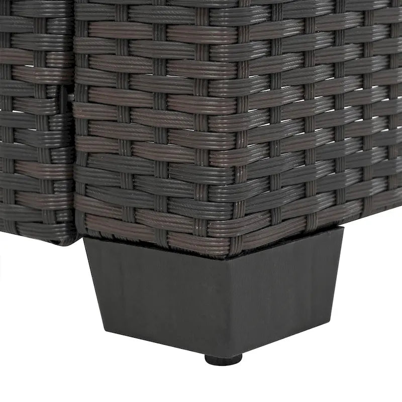 Ensemble de canapé d'angle en rotin 10 pièces avec table de rangement et coussins imperméables