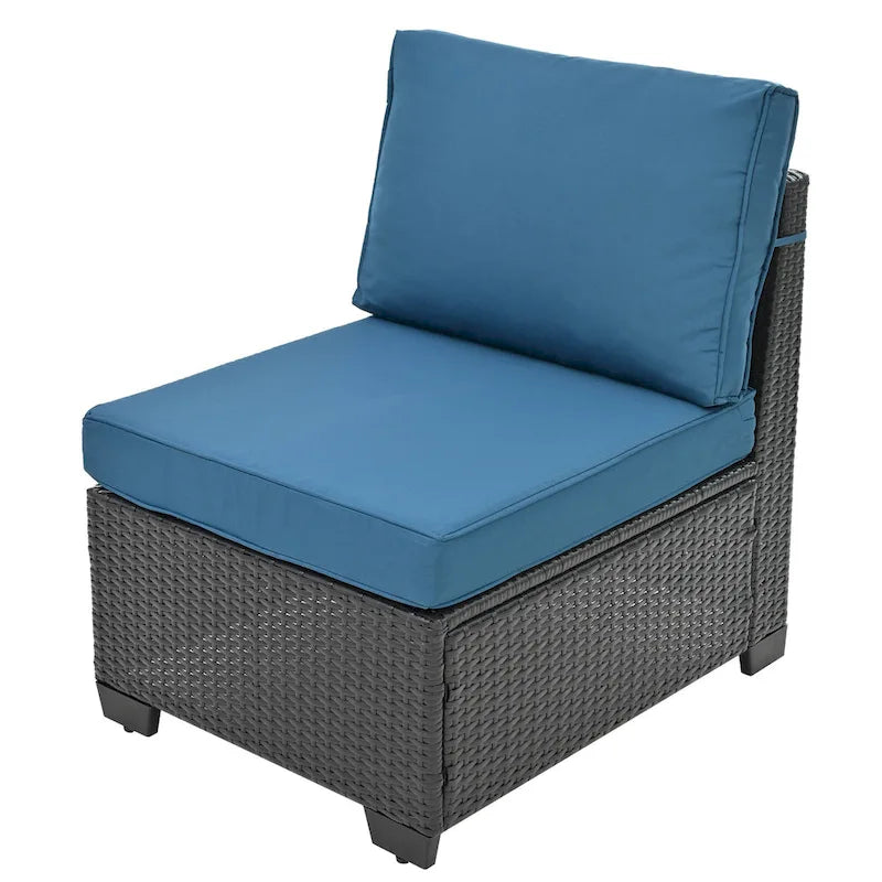 Ensemble de canapé d'angle en rotin 10 pièces avec table de rangement et coussins imperméables