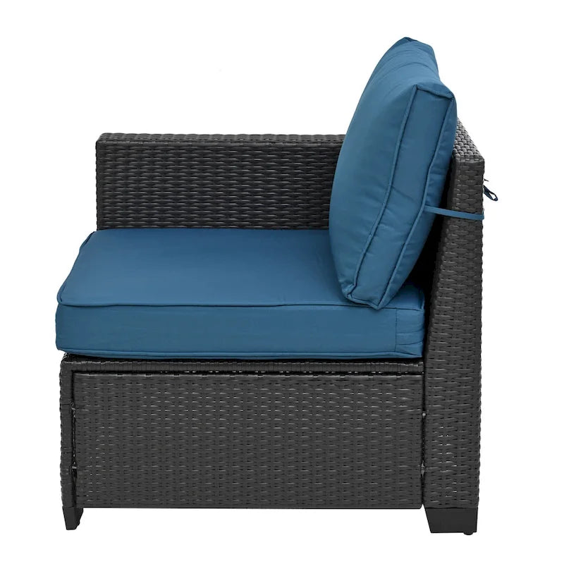 Ensemble de canapé d'angle en rotin 10 pièces avec table de rangement et coussins imperméables