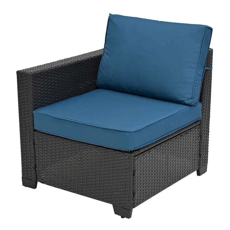 Ensemble de canapé d'angle en rotin 10 pièces avec table de rangement et coussins imperméables