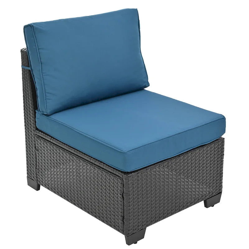 Ensemble de canapé d'angle en rotin 10 pièces avec table de rangement et coussins imperméables