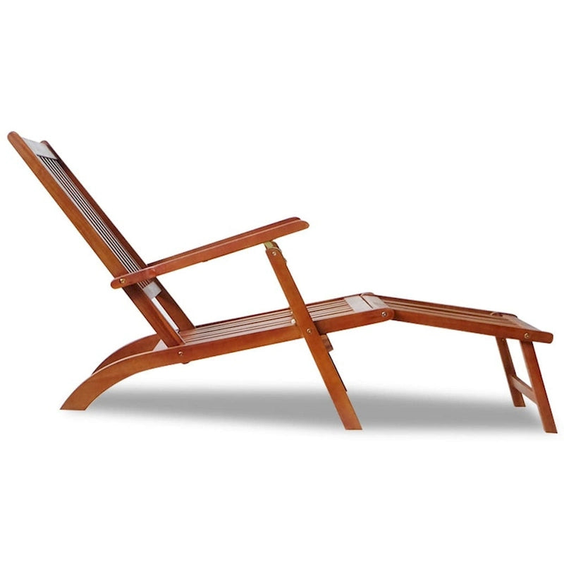 Chaise longue d'extérieur Suvi, inclinable et réglable, repose-pieds, bois