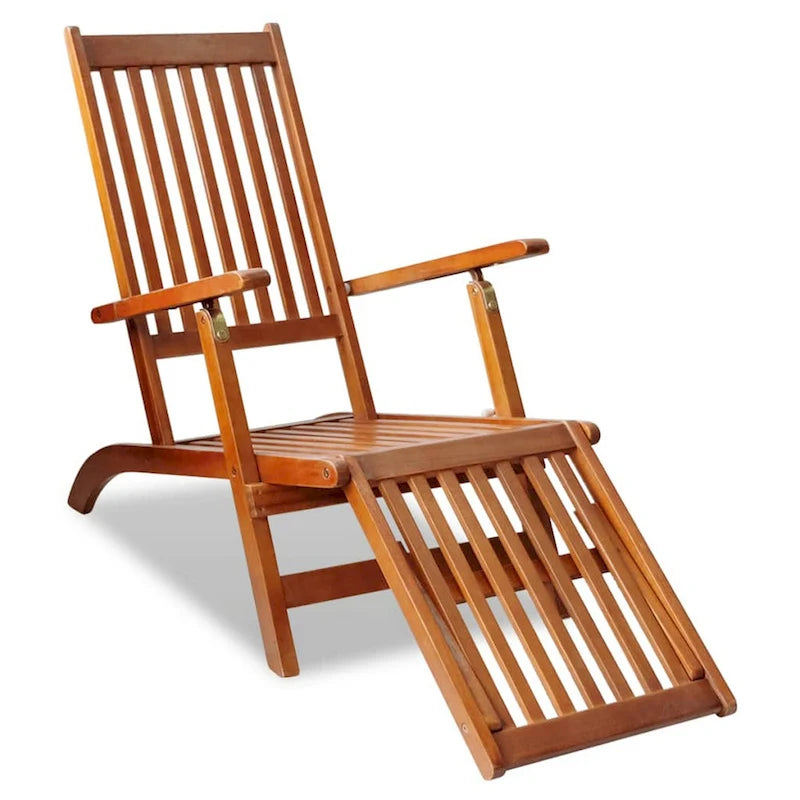 Chaise longue d'extérieur Suvi, inclinable et réglable, repose-pieds, bois