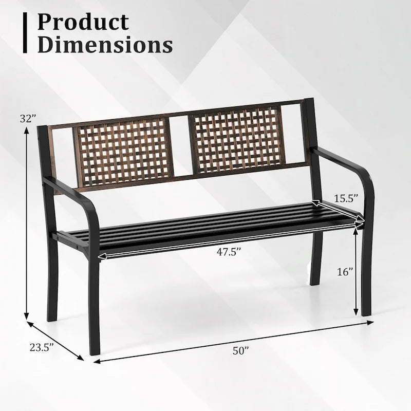 Banc de jardin Costway 50" en métal avec dossier aspect rotin - Voir détails