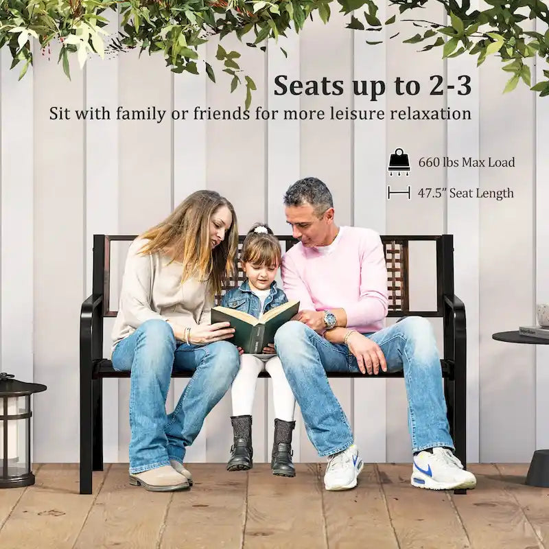 Banc de jardin Costway 50" en métal avec dossier aspect rotin - Voir détails