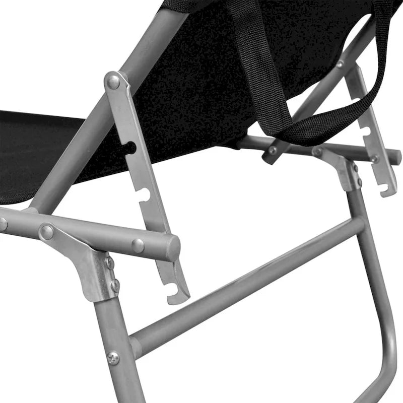 Chaise longue pliante d'extérieur Keli, auvent, polyester noir, 188 cm