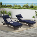 Lot de 2 chaises longues inclinables en osier d'extérieur