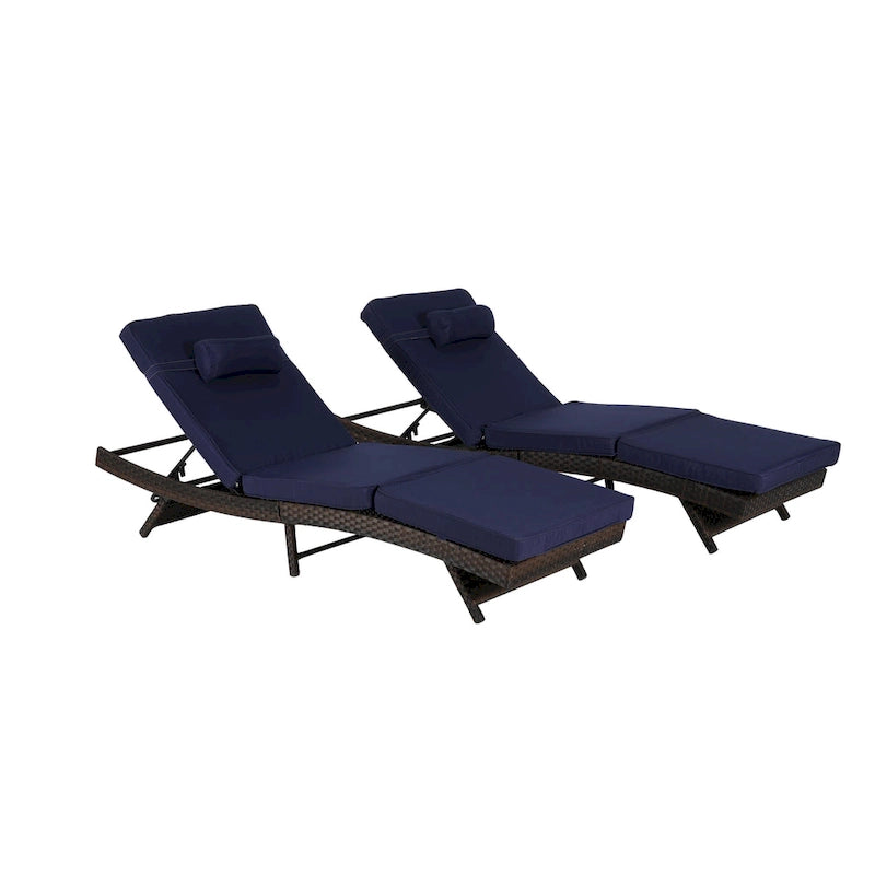 Lot de 2 chaises longues inclinables en osier d'extérieur
