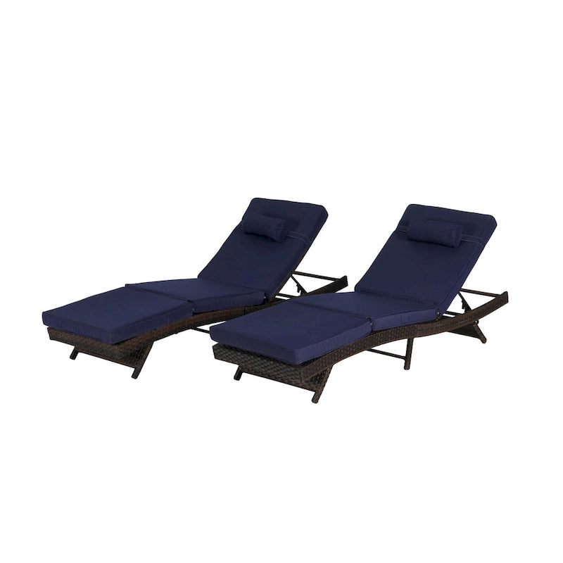 Lot de 2 chaises longues inclinables en osier d'extérieur