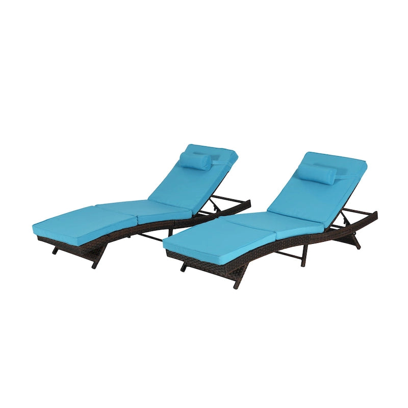 Lot de 2 chaises longues inclinables en osier d'extérieur
