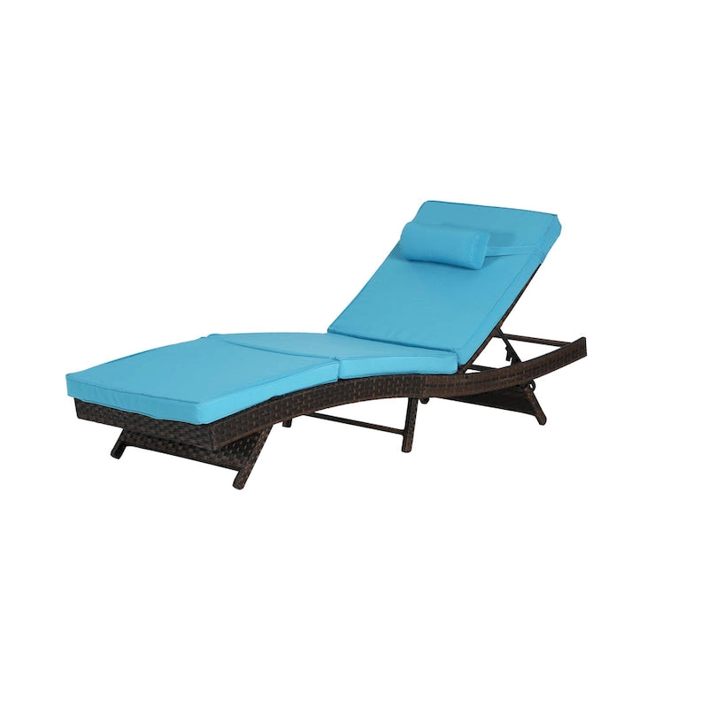 Lot de 2 chaises longues inclinables en osier d'extérieur