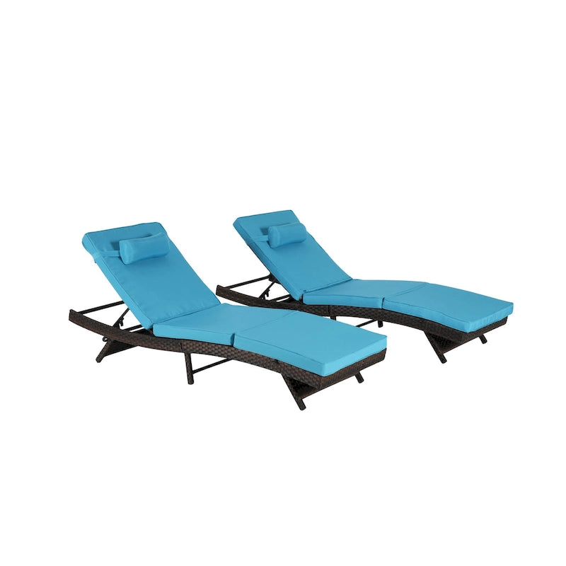 Lot de 2 chaises longues inclinables en osier d'extérieur
