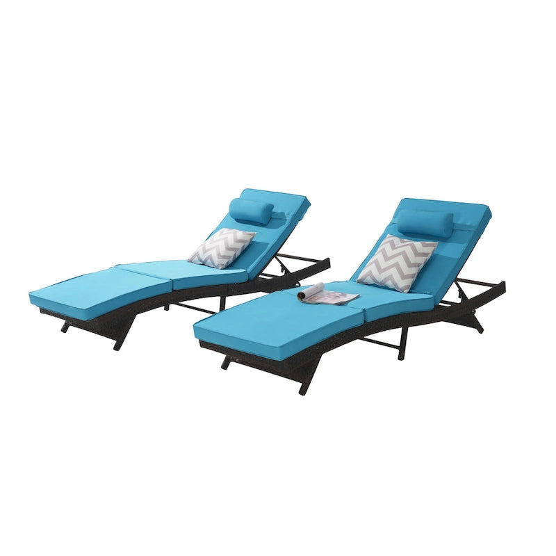 Lot de 2 chaises longues inclinables en osier d'extérieur