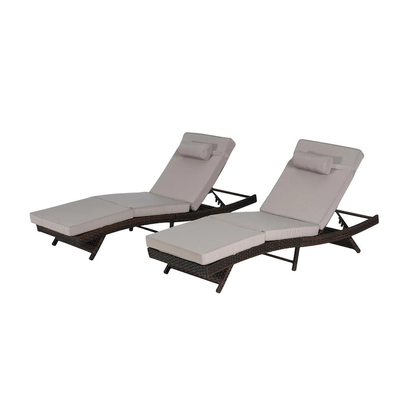 Lot de 2 chaises longues inclinables en osier d'extérieur