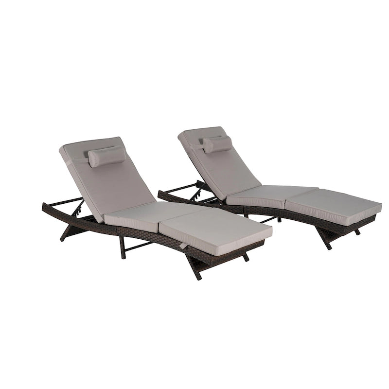Lot de 2 chaises longues inclinables en osier d'extérieur
