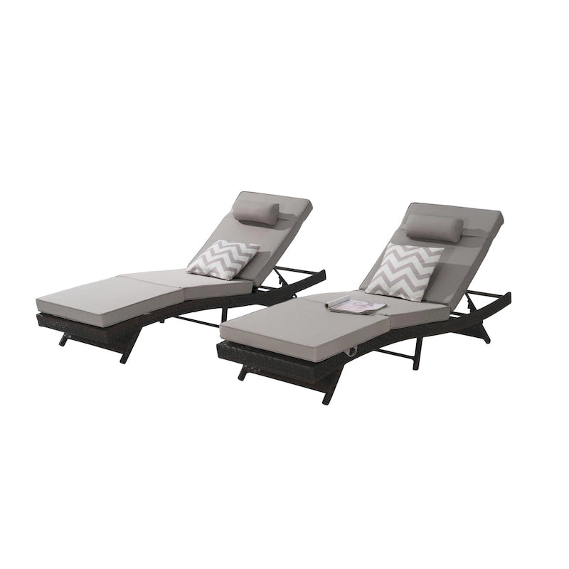 Lot de 2 chaises longues inclinables en osier d'extérieur