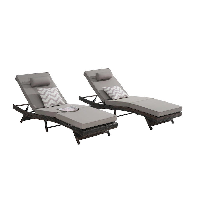 Lot de 2 chaises longues inclinables en osier d'extérieur