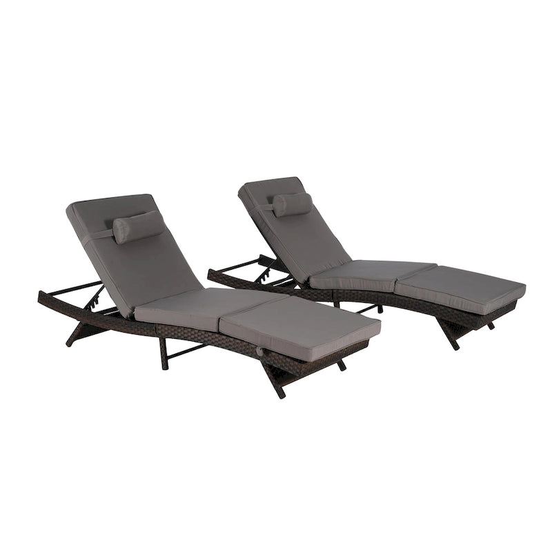 Lot de 2 chaises longues inclinables en osier d'extérieur