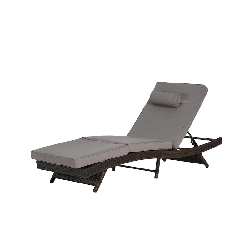 Lot de 2 chaises longues inclinables en osier d'extérieur