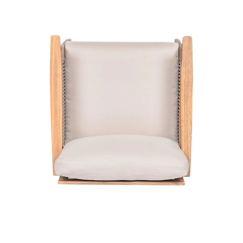 Chaise de patio en bois d'acacia et corde avec coussins (individuelle)