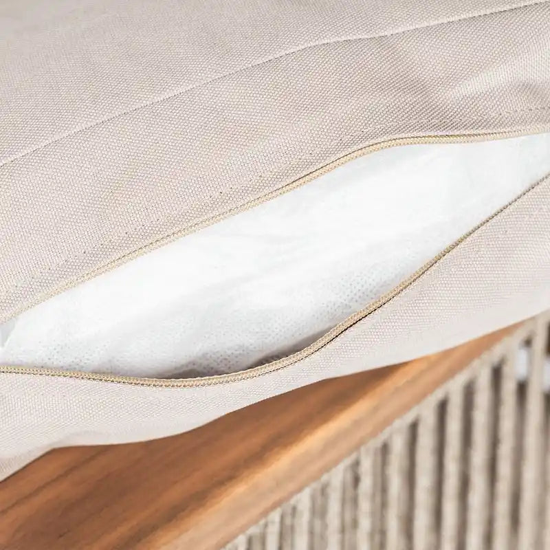 Chaise de patio en bois d'acacia et corde avec coussins (individuelle)