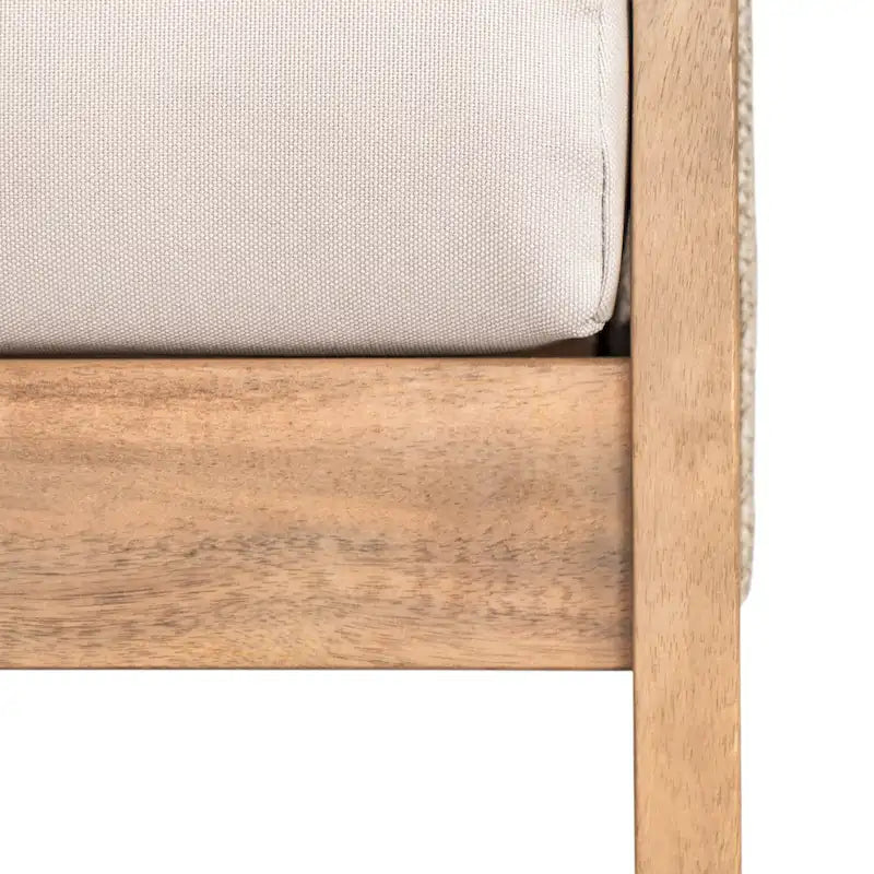 Chaise de patio en bois d'acacia et corde avec coussins (individuelle)