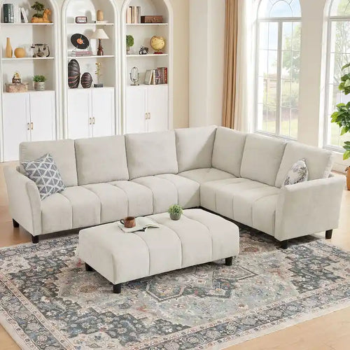 102.56 W Reversible Sectional Sofa with Corner Seat & Extended Bench