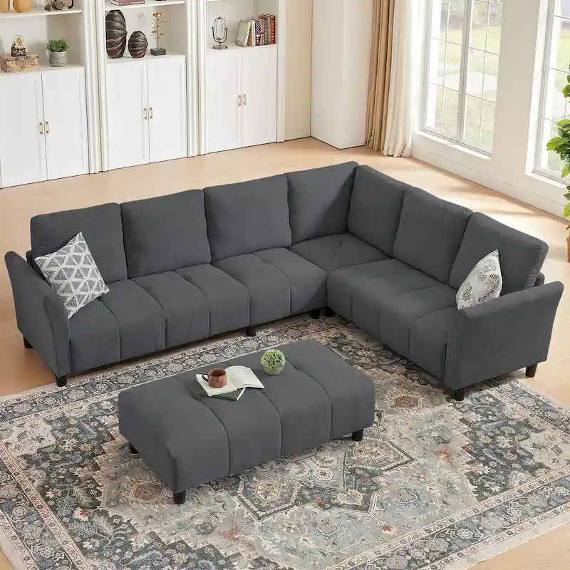 Canapé d'angle réversible 102,56 W avec siège d'angle et banquette allongée