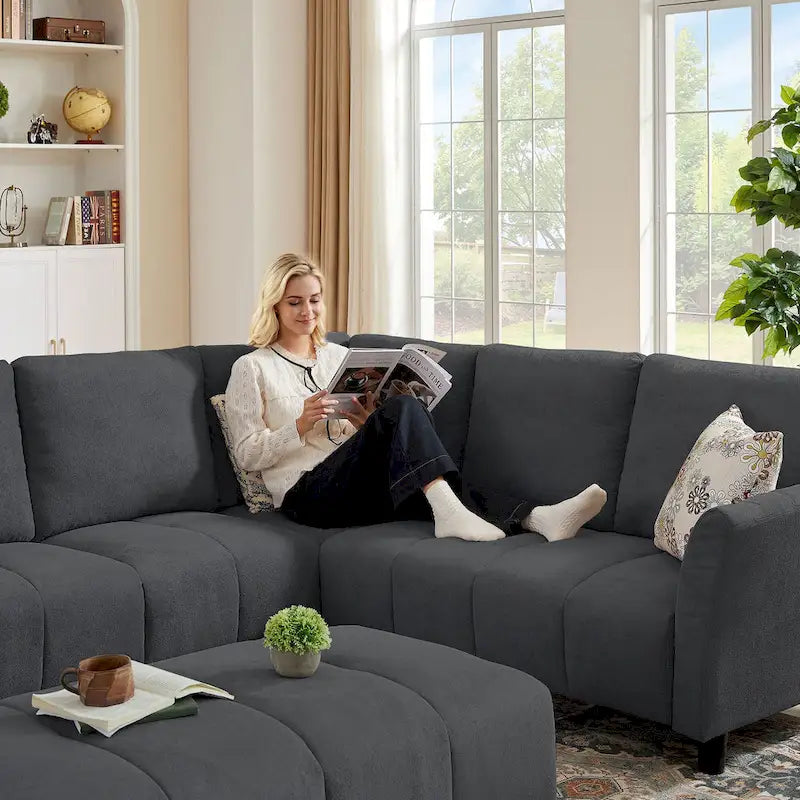 Canapé d'angle réversible 102,56 W avec siège d'angle et banquette allongée