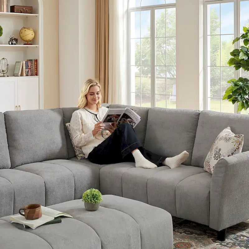 Canapé d'angle réversible 102,56 W avec siège d'angle et banquette allongée