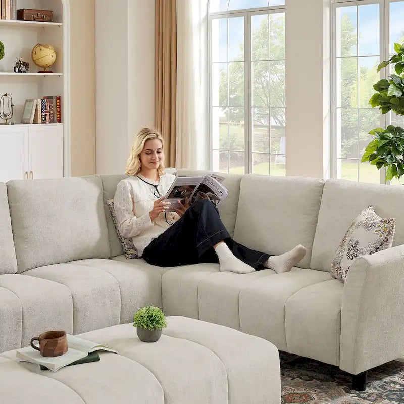 Canapé d'angle réversible 102,56 W avec siège d'angle et banquette allongée