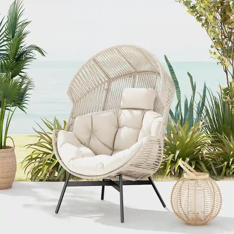 Fauteuil œuf surdimensionné Costway avec coussins et appui-tête ultra-robuste - Voir détails