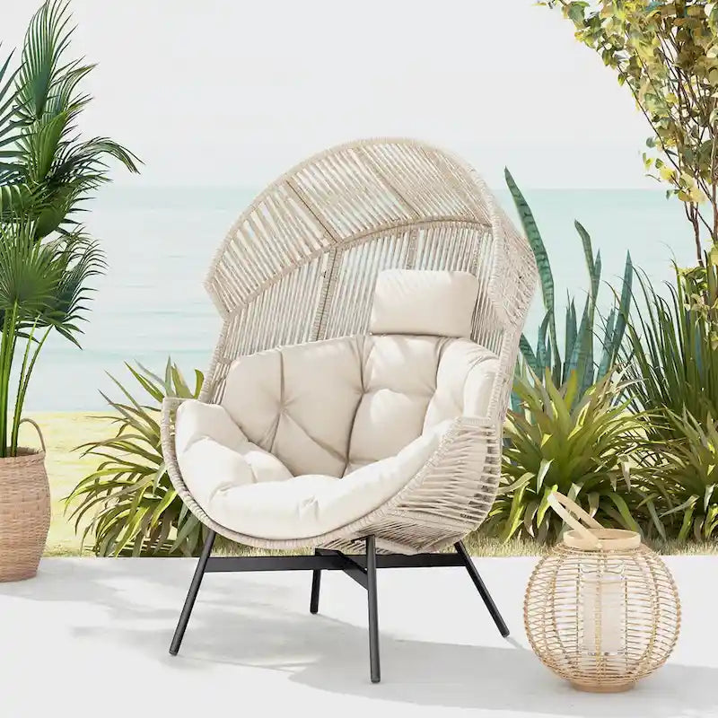 Fauteuil œuf surdimensionné Costway avec coussins et appui-tête ultra-robuste - Voir détails