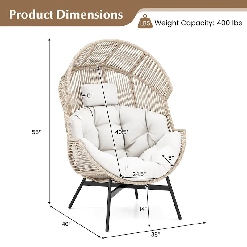 Fauteuil œuf surdimensionné Costway avec coussins et appui-tête ultra-robuste - Voir détails