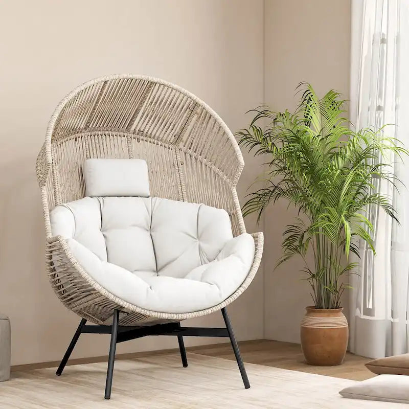 Fauteuil œuf surdimensionné Costway avec coussins et appui-tête ultra-robuste - Voir détails