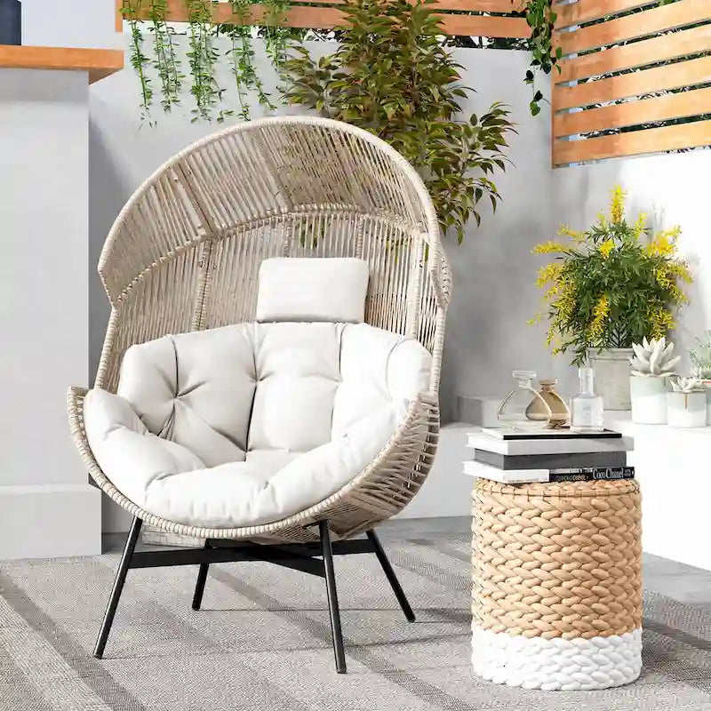 Fauteuil œuf surdimensionné Costway avec coussins et appui-tête ultra-robuste - Voir détails