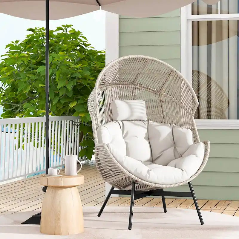 Fauteuil œuf surdimensionné Costway avec coussins et appui-tête ultra-robuste - Voir détails