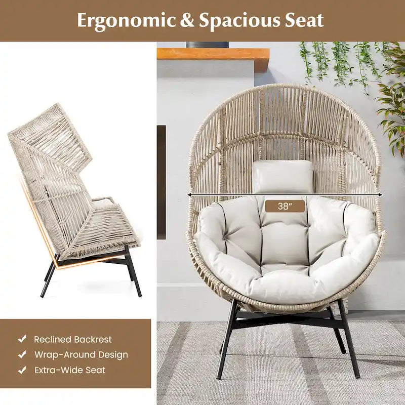 Fauteuil œuf surdimensionné Costway avec coussins et appui-tête ultra-robuste - Voir détails