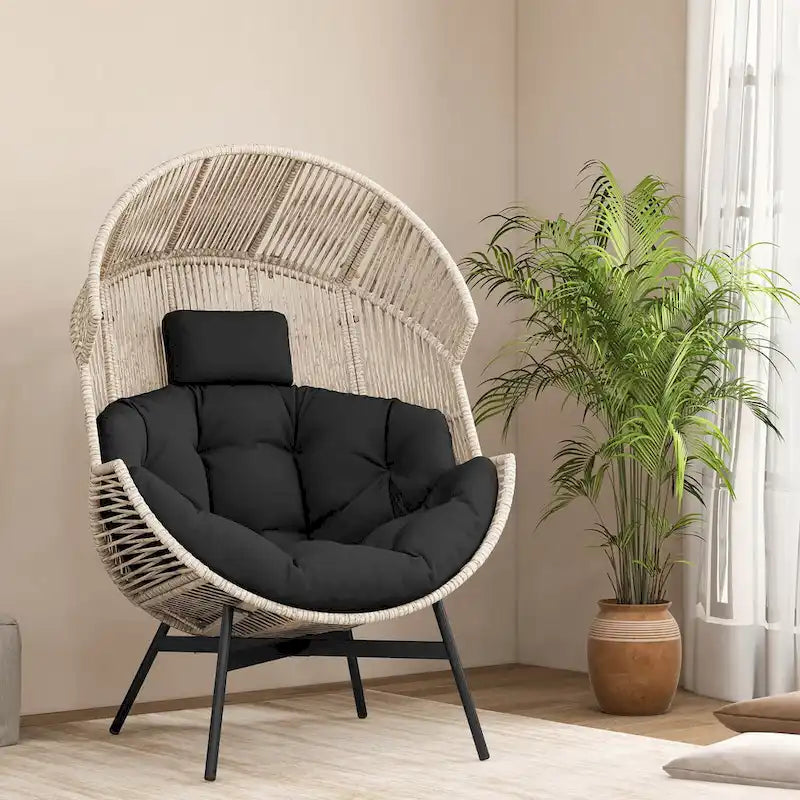 Fauteuil œuf surdimensionné Costway avec coussins et appui-tête ultra-robuste - Voir détails