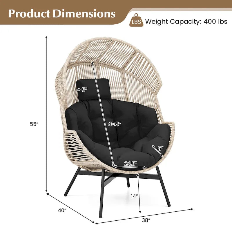 Fauteuil œuf surdimensionné Costway avec coussins et appui-tête ultra-robuste - Voir détails
