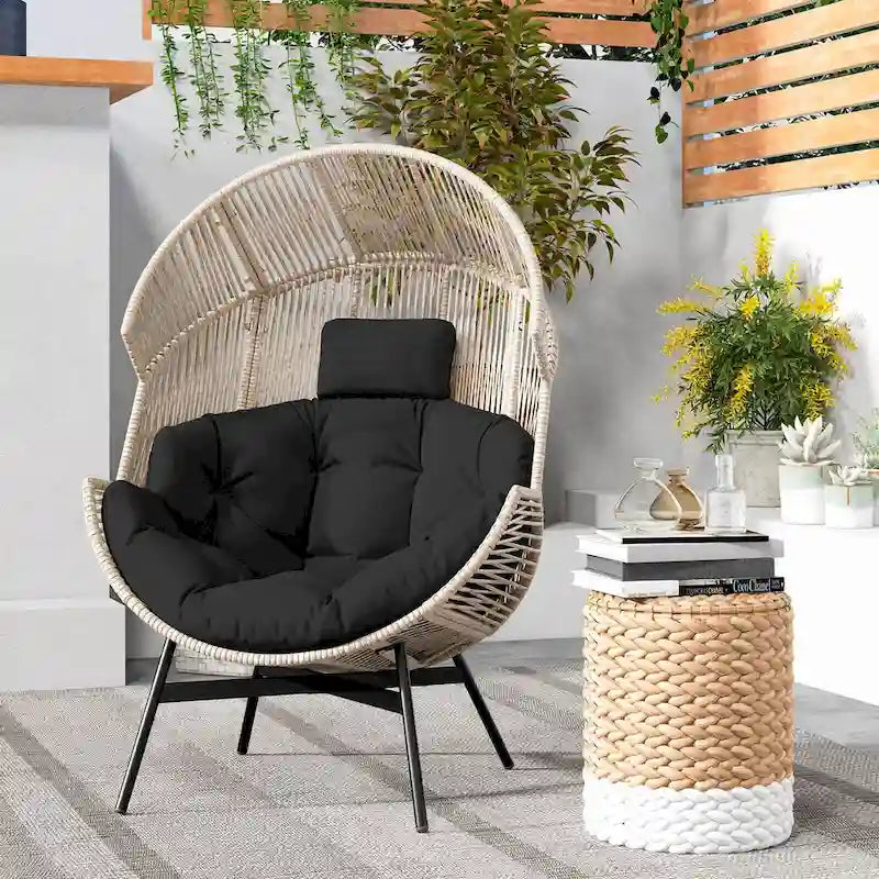 Fauteuil œuf surdimensionné Costway avec coussins et appui-tête ultra-robuste - Voir détails