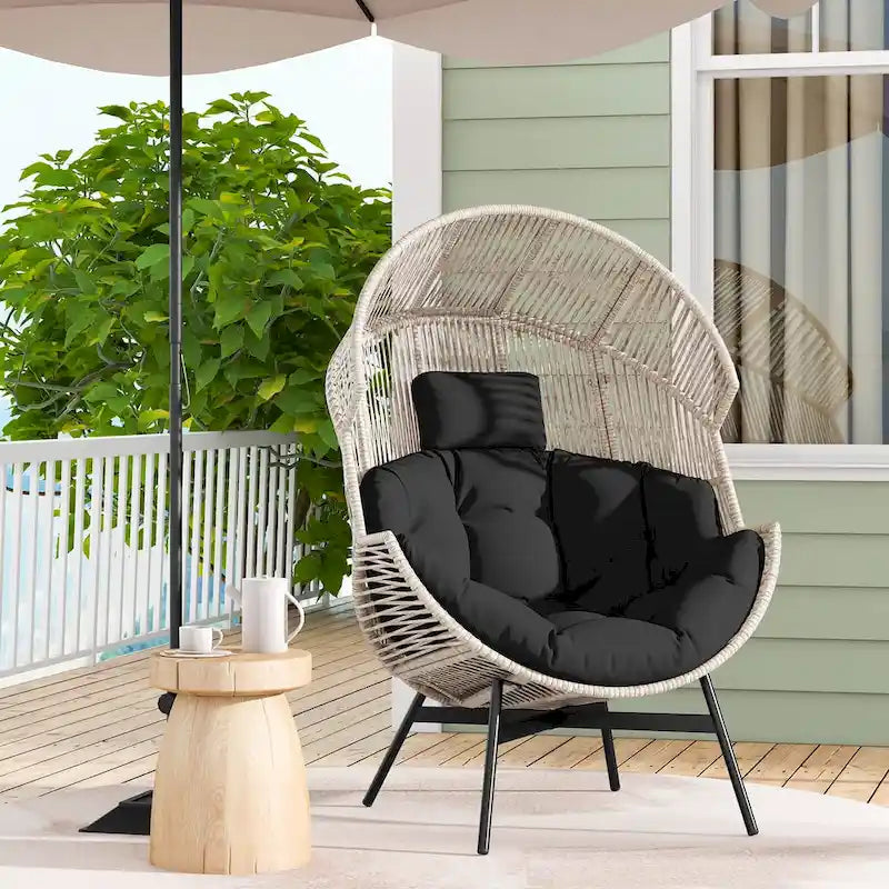 Fauteuil œuf surdimensionné Costway avec coussins et appui-tête ultra-robuste - Voir détails