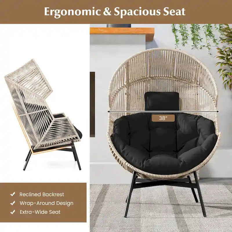 Fauteuil œuf surdimensionné Costway avec coussins et appui-tête ultra-robuste - Voir détails