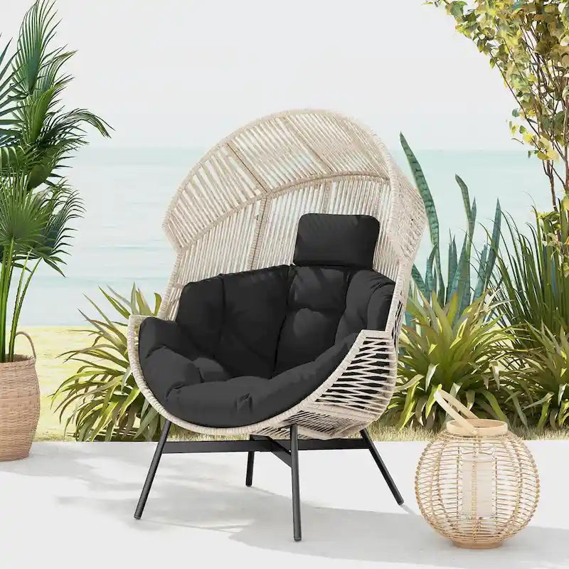Fauteuil œuf surdimensionné Costway avec coussins et appui-tête ultra-robuste - Voir détails
