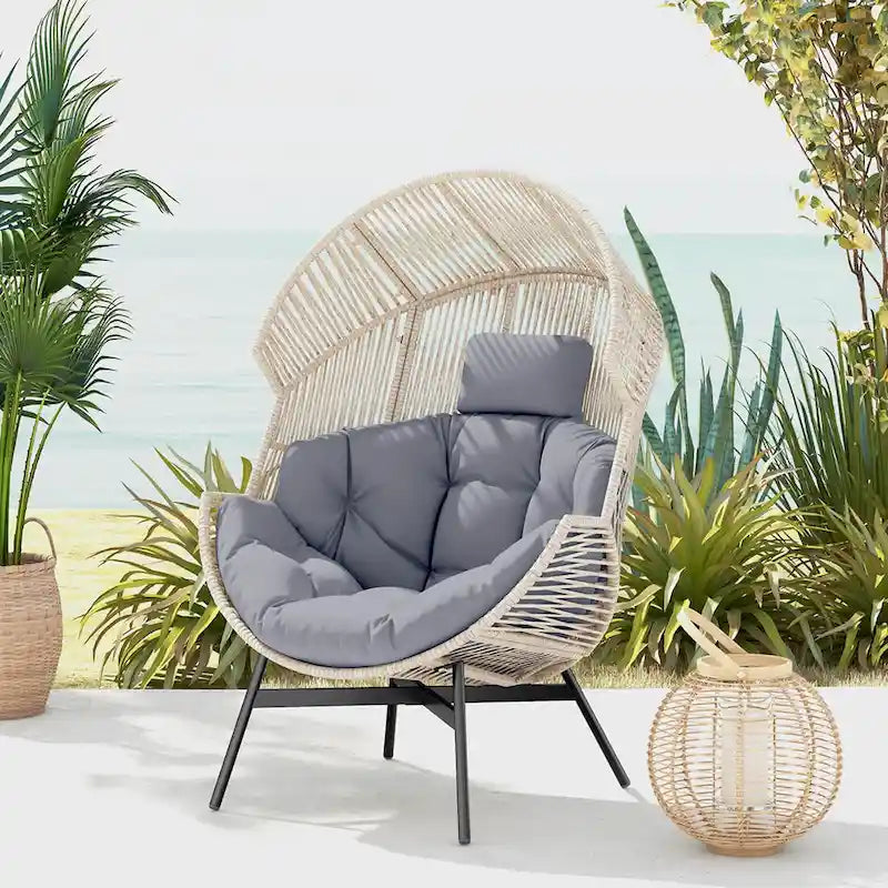 Fauteuil œuf surdimensionné Costway avec coussins et appui-tête ultra-robuste - Voir détails