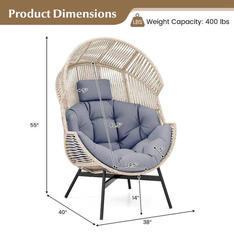 Fauteuil œuf surdimensionné Costway avec coussins et appui-tête ultra-robuste - Voir détails